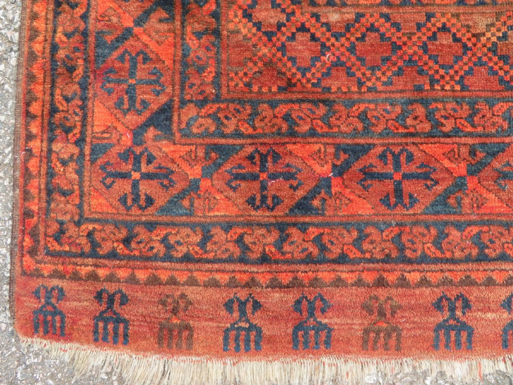 LARGE ANTIQUE AFGHAN ERSARI MAIN CARPET. CIRCA 1880. 427CM X 319CM. View XII