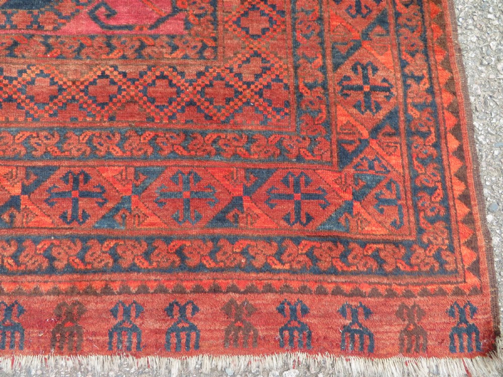 LARGE ANTIQUE AFGHAN ERSARI MAIN CARPET. CIRCA 1880. 427CM X 319CM. View XIII