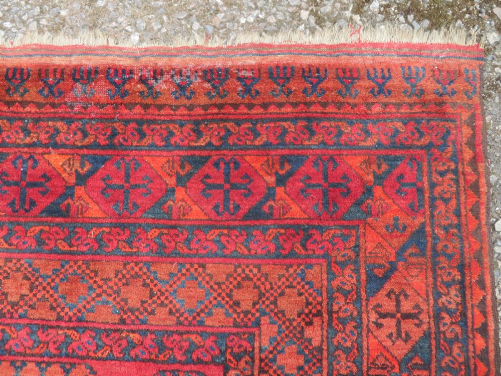 LARGE ANTIQUE AFGHAN ERSARI MAIN CARPET. CIRCA 1880. 427CM X 319CM. View XIV