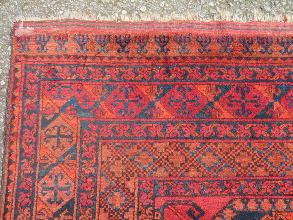 LARGE ANTIQUE AFGHAN ERSARI MAIN CARPET. CIRCA 1880. 427CM X 319CM. View XV