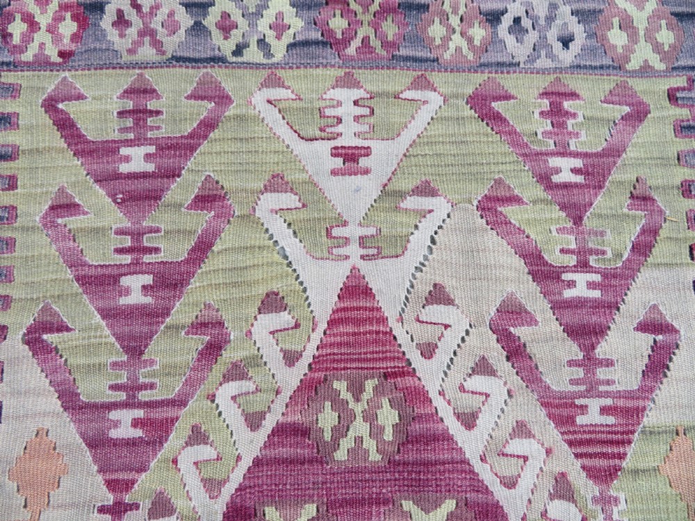 Turkish Konya Prayer Kilim Rug.Soft Colours. 164cm X 110cm. View III