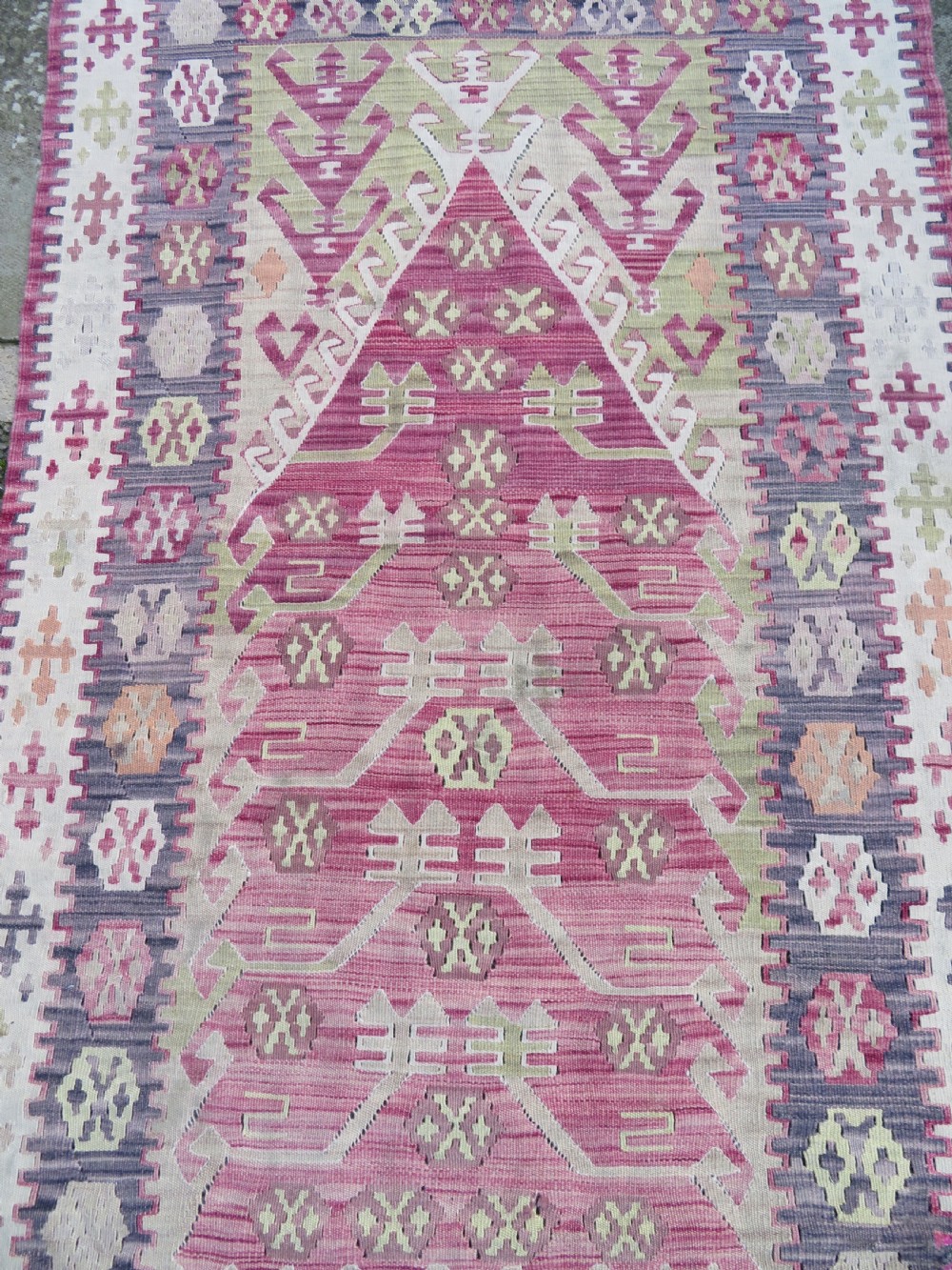 Turkish Konya Prayer Kilim Rug.Soft Colours. 164cm X 110cm. View IV