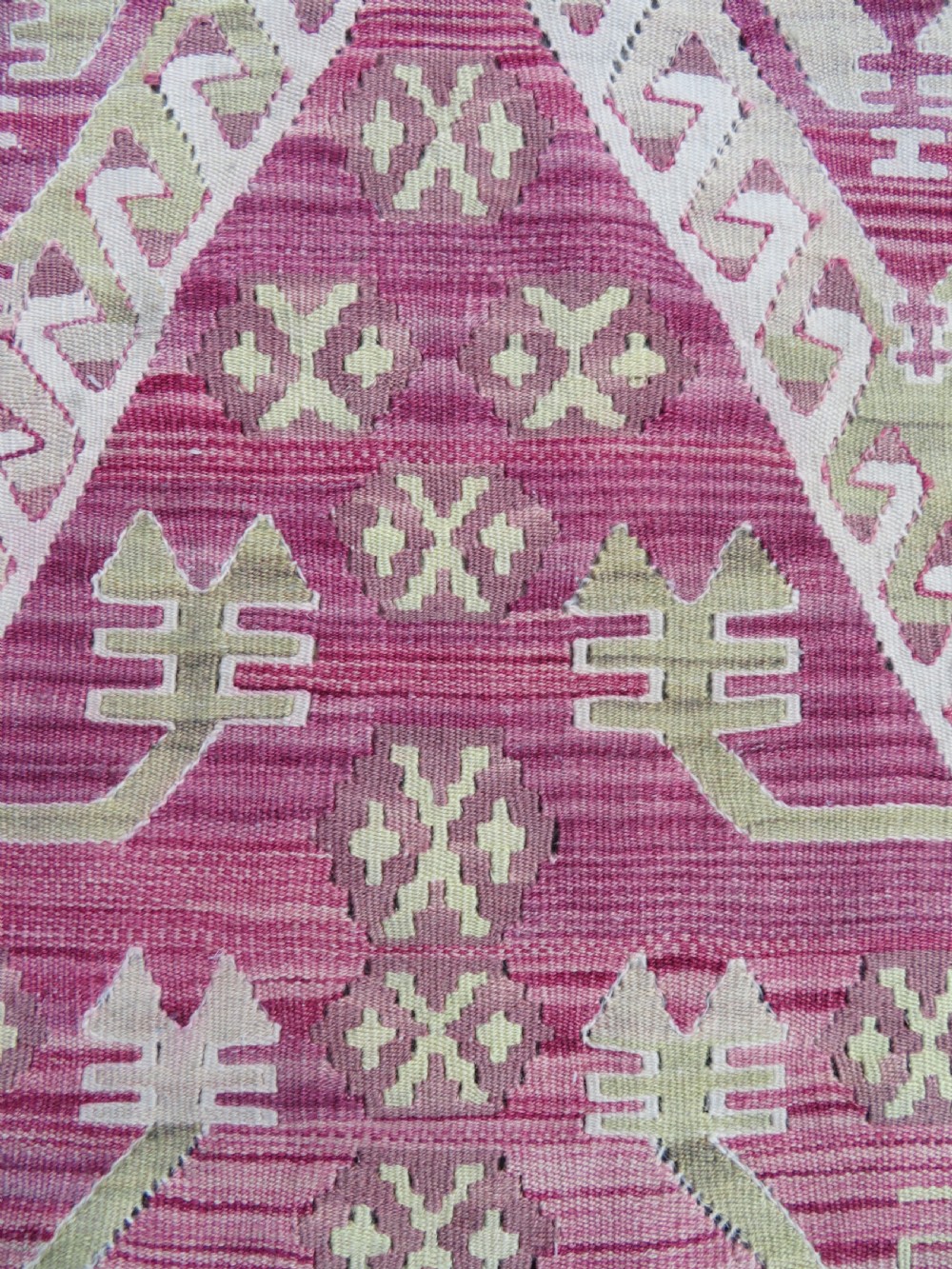 Turkish Konya Prayer Kilim Rug.Soft Colours. 164cm X 110cm. View V