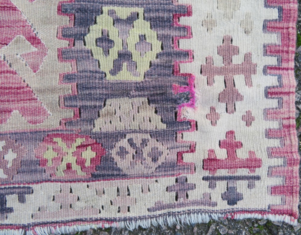 Turkish Konya Prayer Kilim Rug.Soft Colours. 164cm X 110cm. View VI