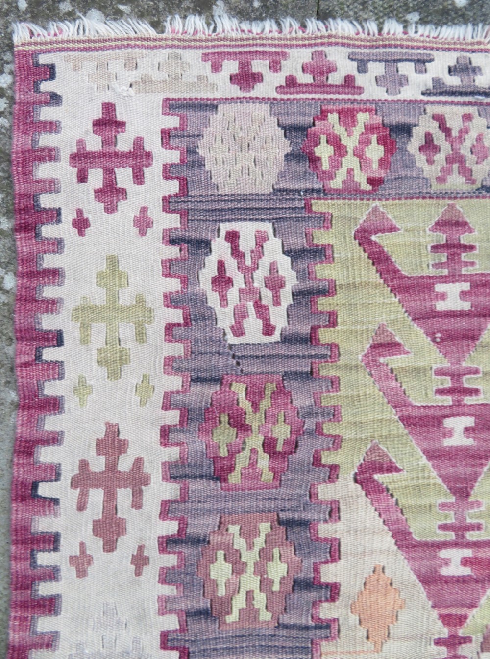 Turkish Konya Prayer Kilim Rug.Soft Colours. 164cm X 110cm. View VIII