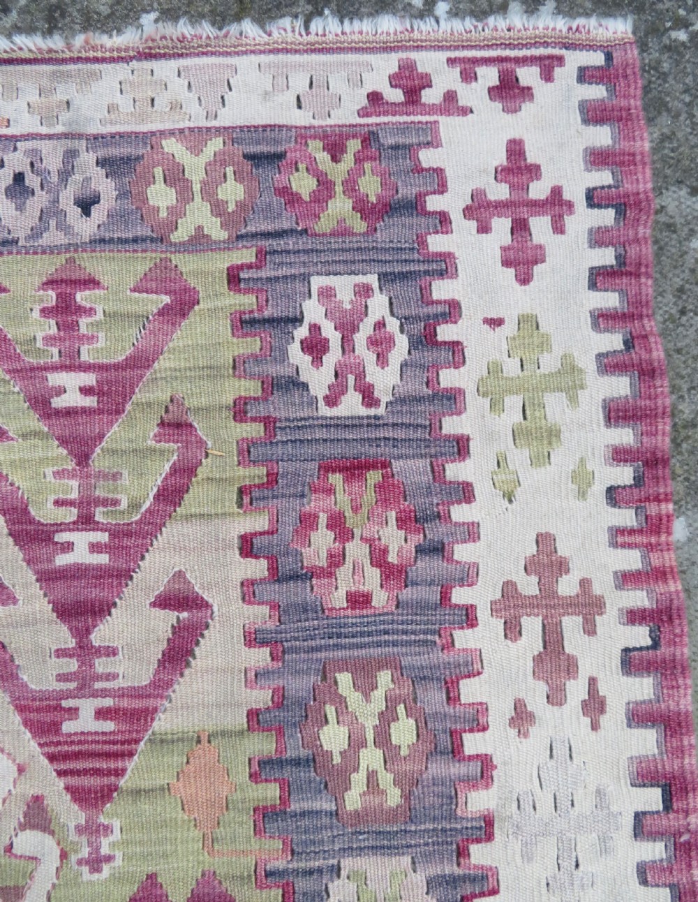 Turkish Konya Prayer Kilim Rug.Soft Colours. 164cm X 110cm. View IX