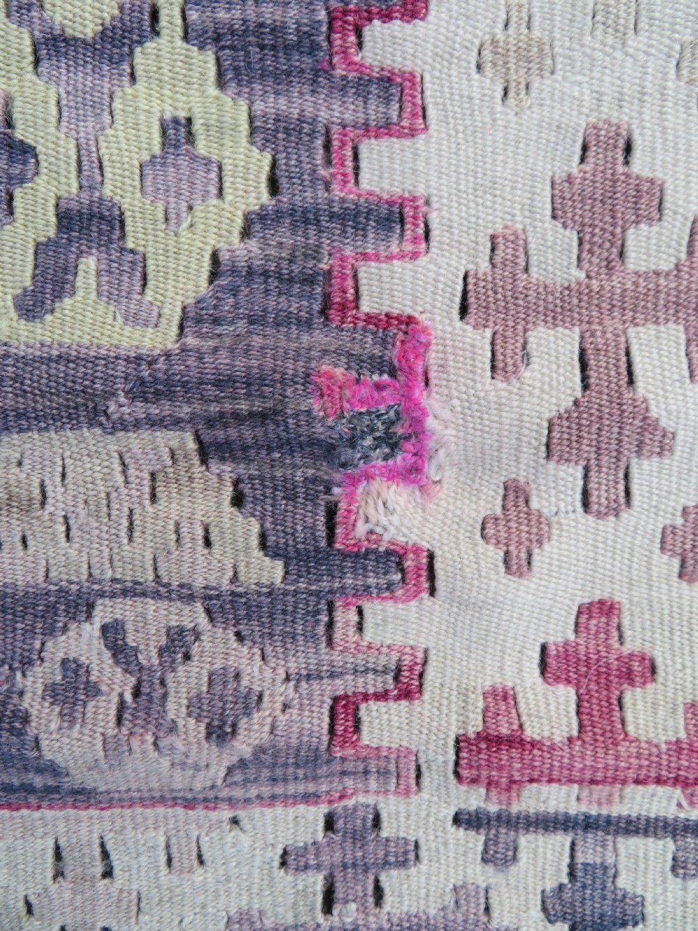 Turkish Konya Prayer Kilim Rug.Soft Colours. 164cm X 110cm. View XI