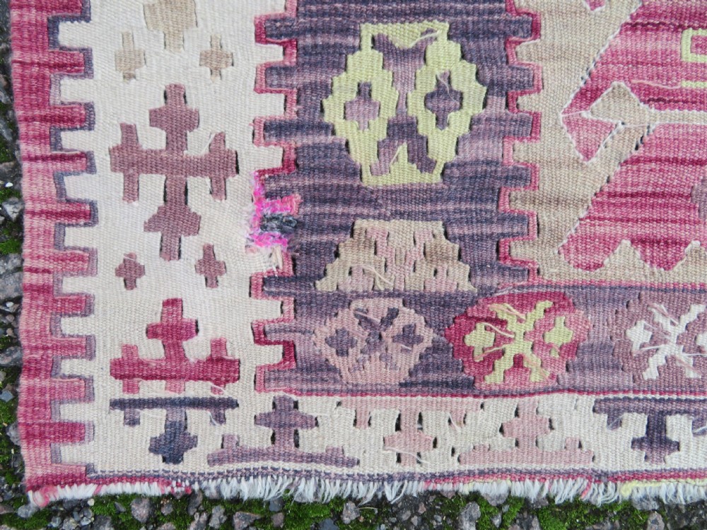 Turkish Konya Prayer Kilim Rug.Soft Colours. 164cm X 110cm. View XIV