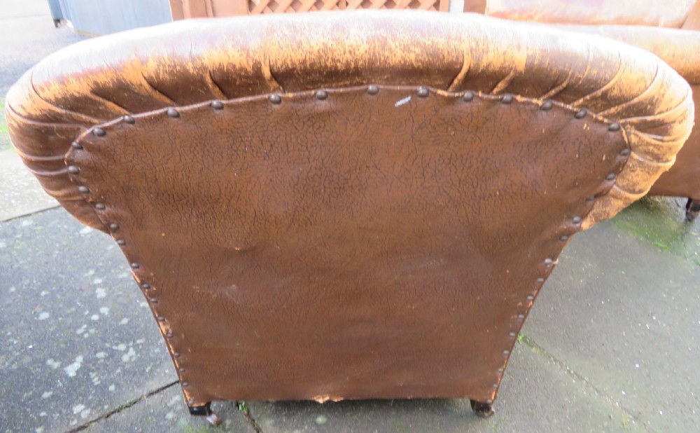 ART DECO PAIR LEATHER CLUB ARMCHAIRS.  View II