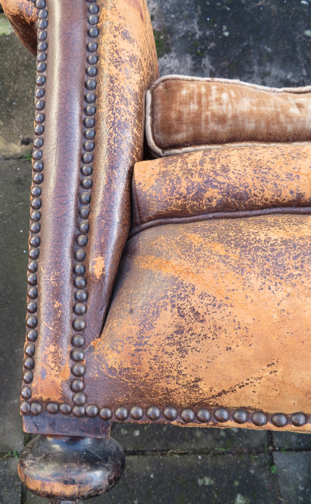 ART DECO PAIR LEATHER CLUB ARMCHAIRS.  View XIII