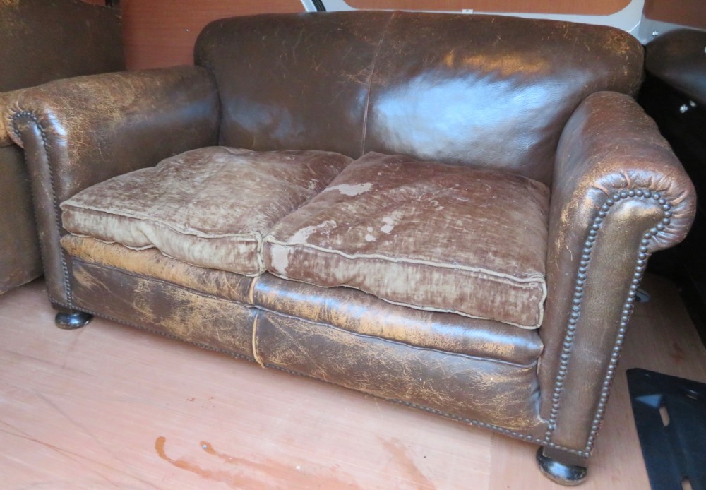 ART DECO LEATHER CLUB SETTEE SOFA. 
 View III