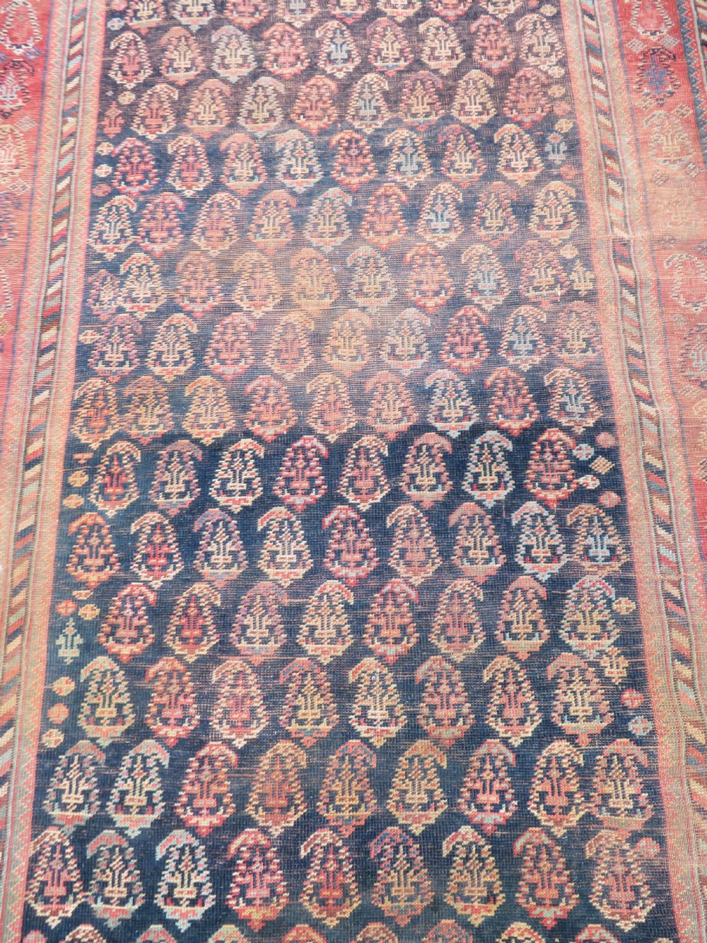 ANTIQUE KHAMSEH TRIBAL RUG. 234CM X 114CM. View IV