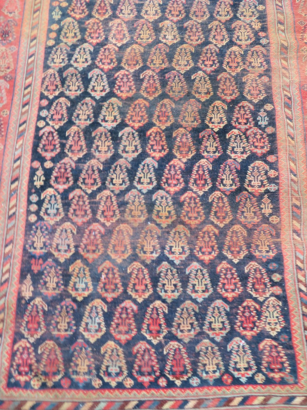 ANTIQUE KHAMSEH TRIBAL RUG. 234CM X 114CM. View V
