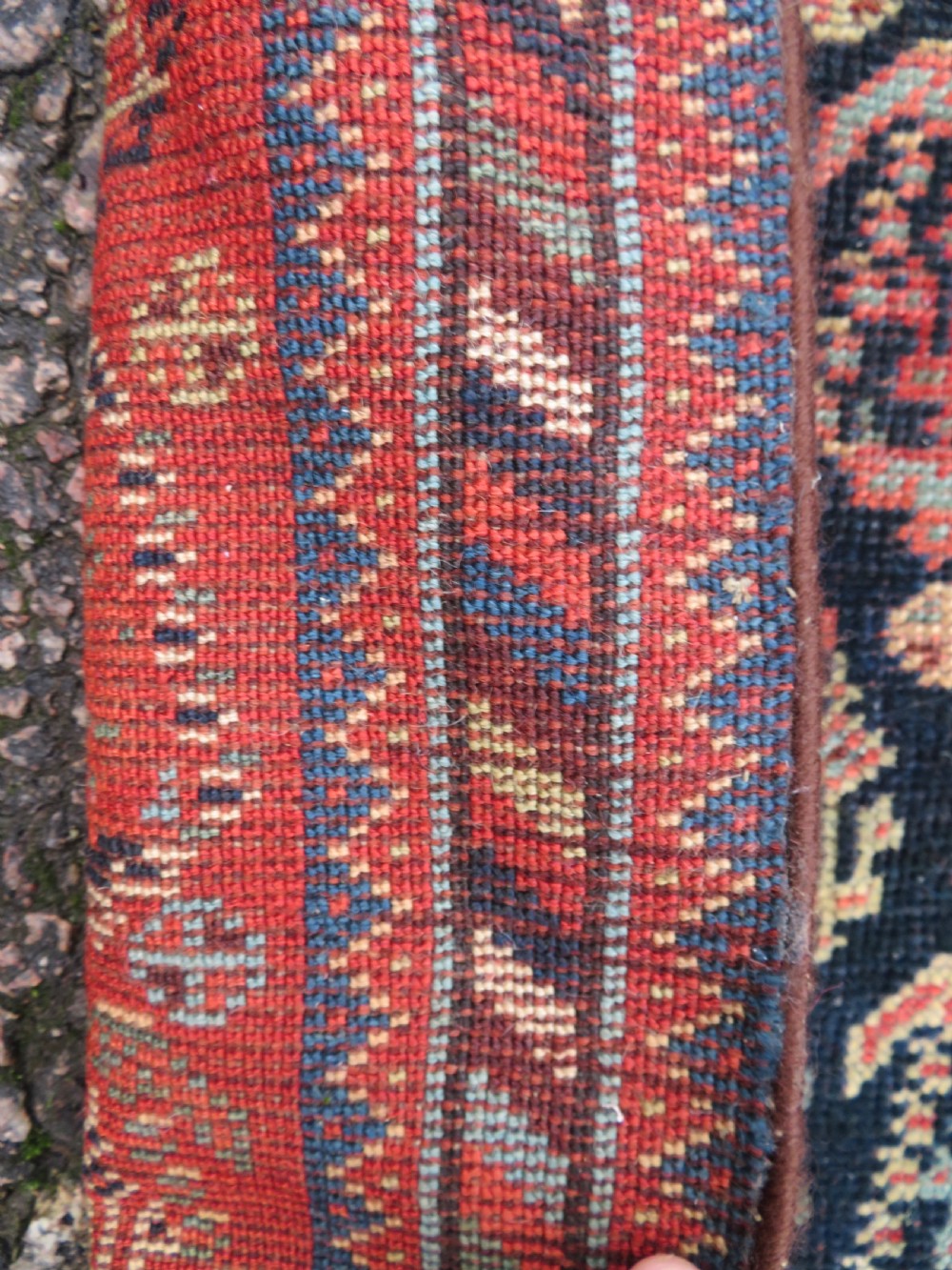 ANTIQUE KHAMSEH TRIBAL RUG. 234CM X 114CM. View IX