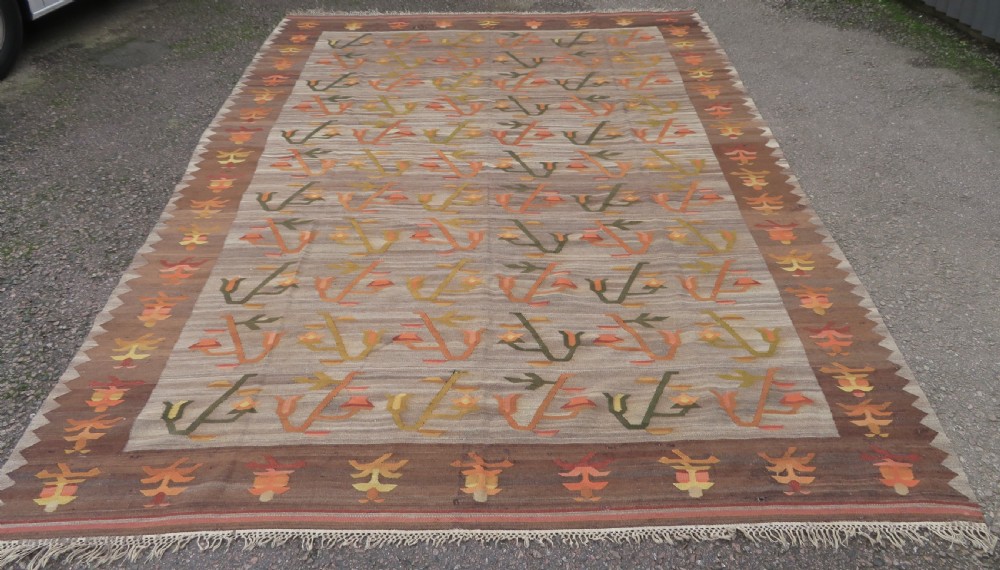 TURKISH ANATOLIAN BESSARABIAN STYLE LARGE KILIM CARPET RUG. 345CM X 261CM.