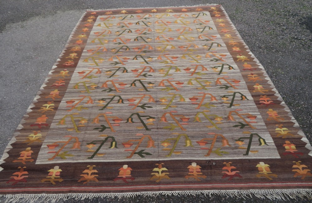 TURKISH ANATOLIAN BESSARABIAN STYLE LARGE KILIM CARPET RUG. 345CM X 261CM. View II