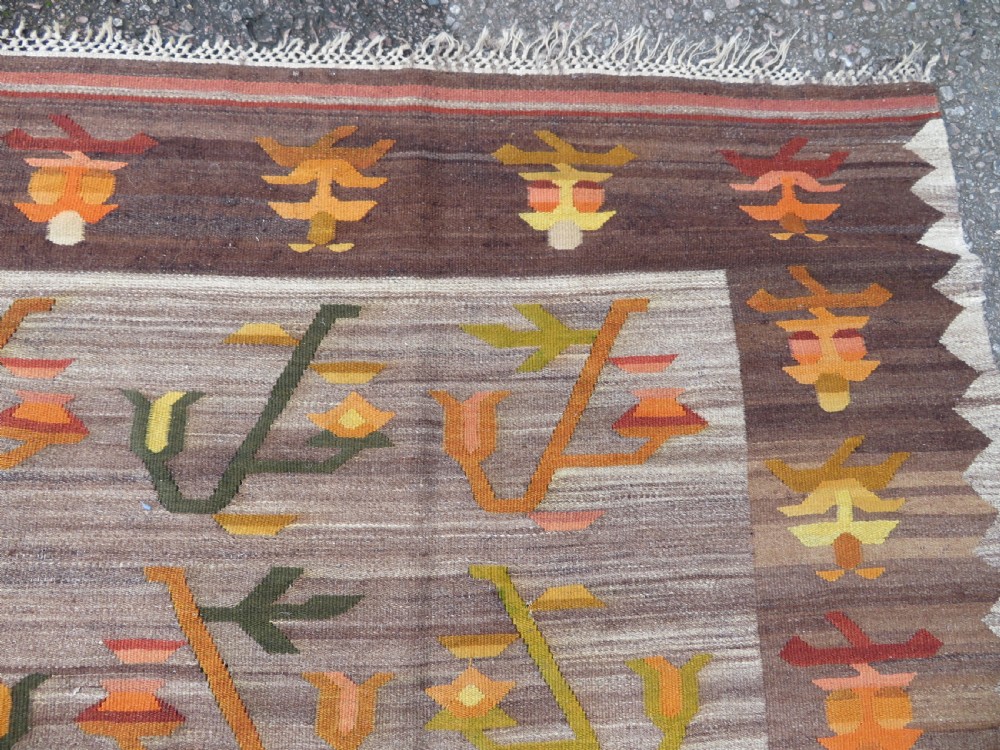 TURKISH ANATOLIAN BESSARABIAN STYLE LARGE KILIM CARPET RUG. 345CM X 261CM. View VIII