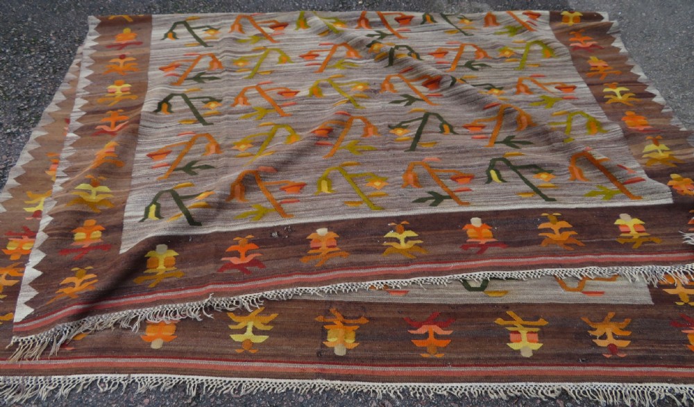 TURKISH ANATOLIAN BESSARABIAN STYLE LARGE KILIM CARPET RUG. 345CM X 261CM. View XV