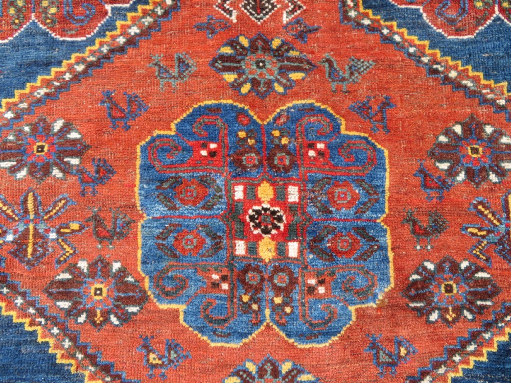Unusual Square Antique Khamseh Tribal Rug. 119cm x 120cm. View III