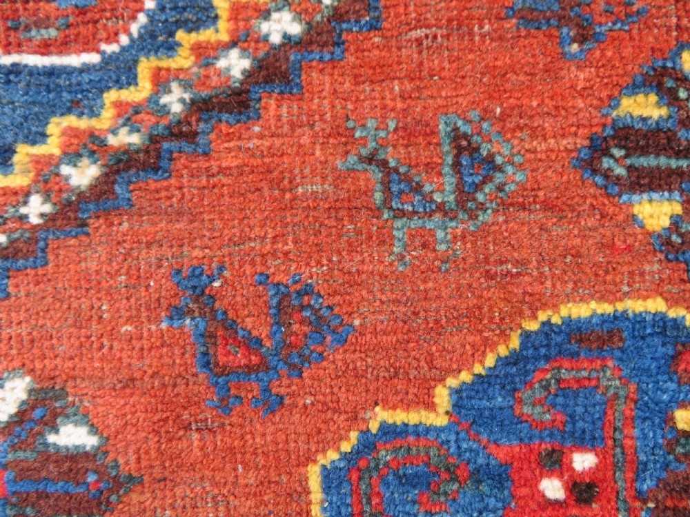 Unusual Square Antique Khamseh Tribal Rug. 119cm x 120cm. View IV