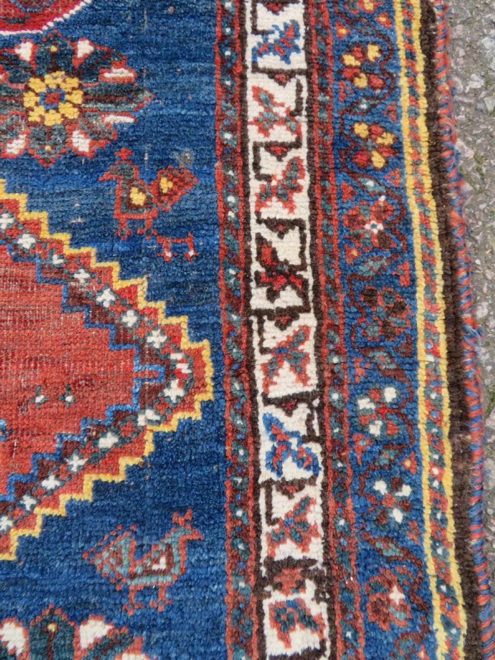 Unusual Square Antique Khamseh Tribal Rug. 119cm x 120cm. View VI