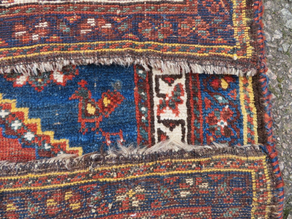 Unusual Square Antique Khamseh Tribal Rug. 119cm x 120cm. View X