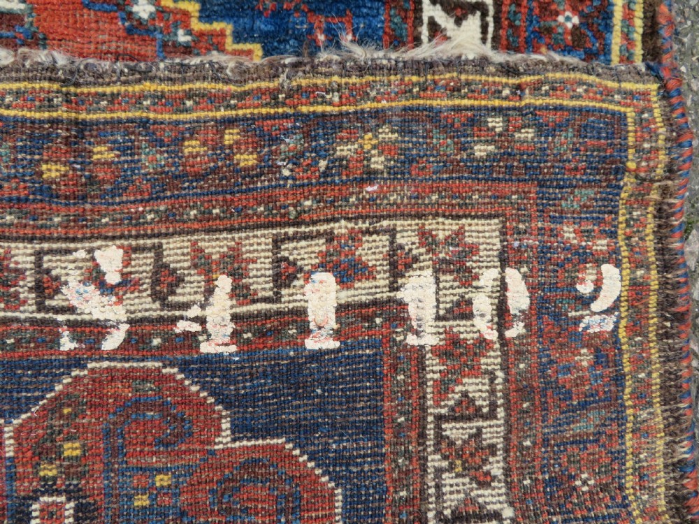 Unusual Square Antique Khamseh Tribal Rug. 119cm x 120cm. View XI