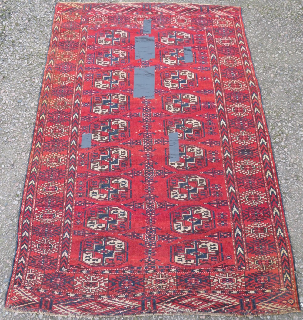 Distressed Antique Tekke Turkmen Rug. 183cm x 126cm. View XII