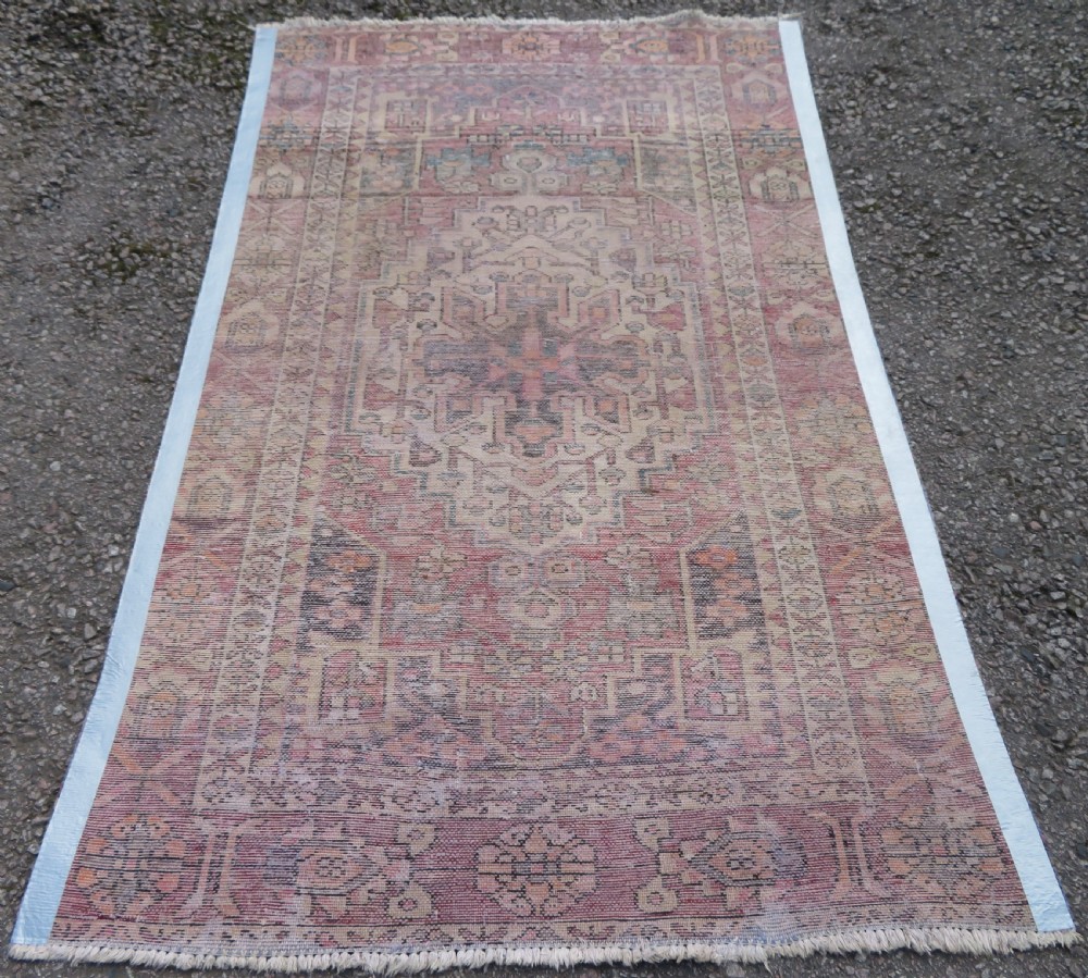 An antique hand-knotted wool Persian Malayer rug featuring a central geometric medallion on a cream and terracotta red field with multi-tiered borders. View XIII