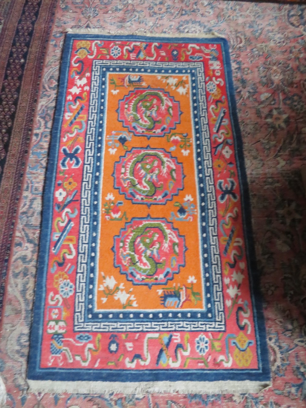 ANTIQUE TIBETAN RUG. 137CM X 75CM. View XVII