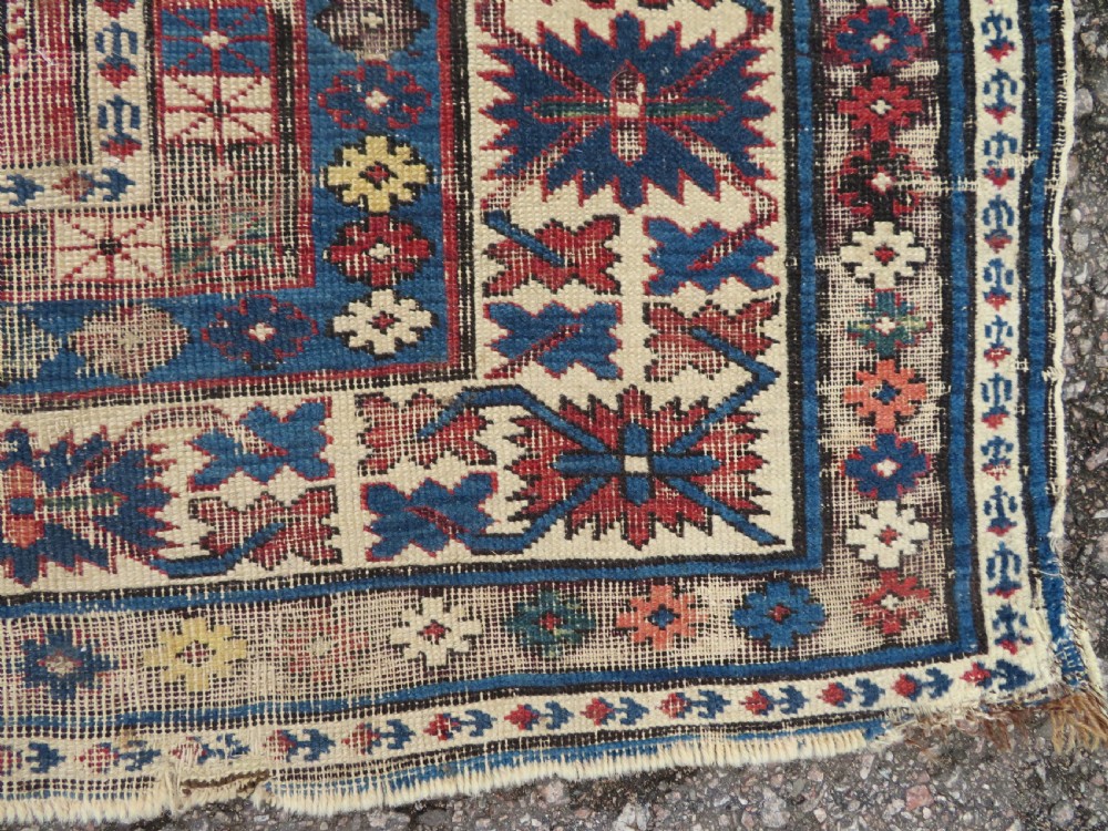 DISTRESSED ANTIQUE CAUCASIAN DAGHESTAN RUG. 135CM X 116CM View IV