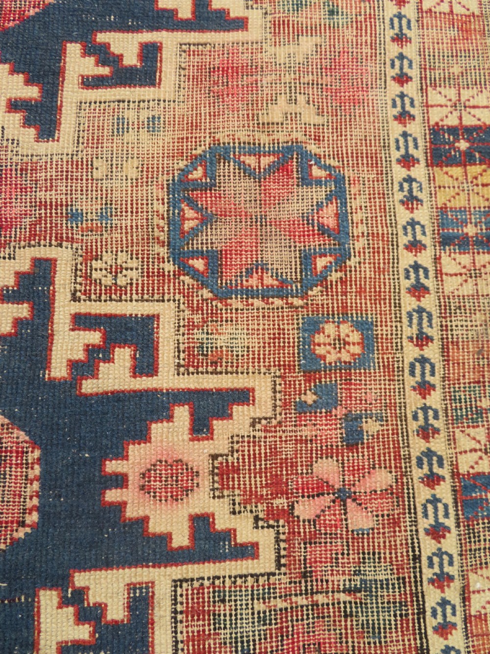 DISTRESSED ANTIQUE CAUCASIAN DAGHESTAN RUG. 135CM X 116CM View VII