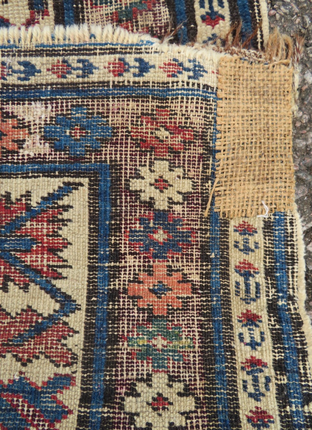 DISTRESSED ANTIQUE CAUCASIAN DAGHESTAN RUG. 135CM X 116CM View XII