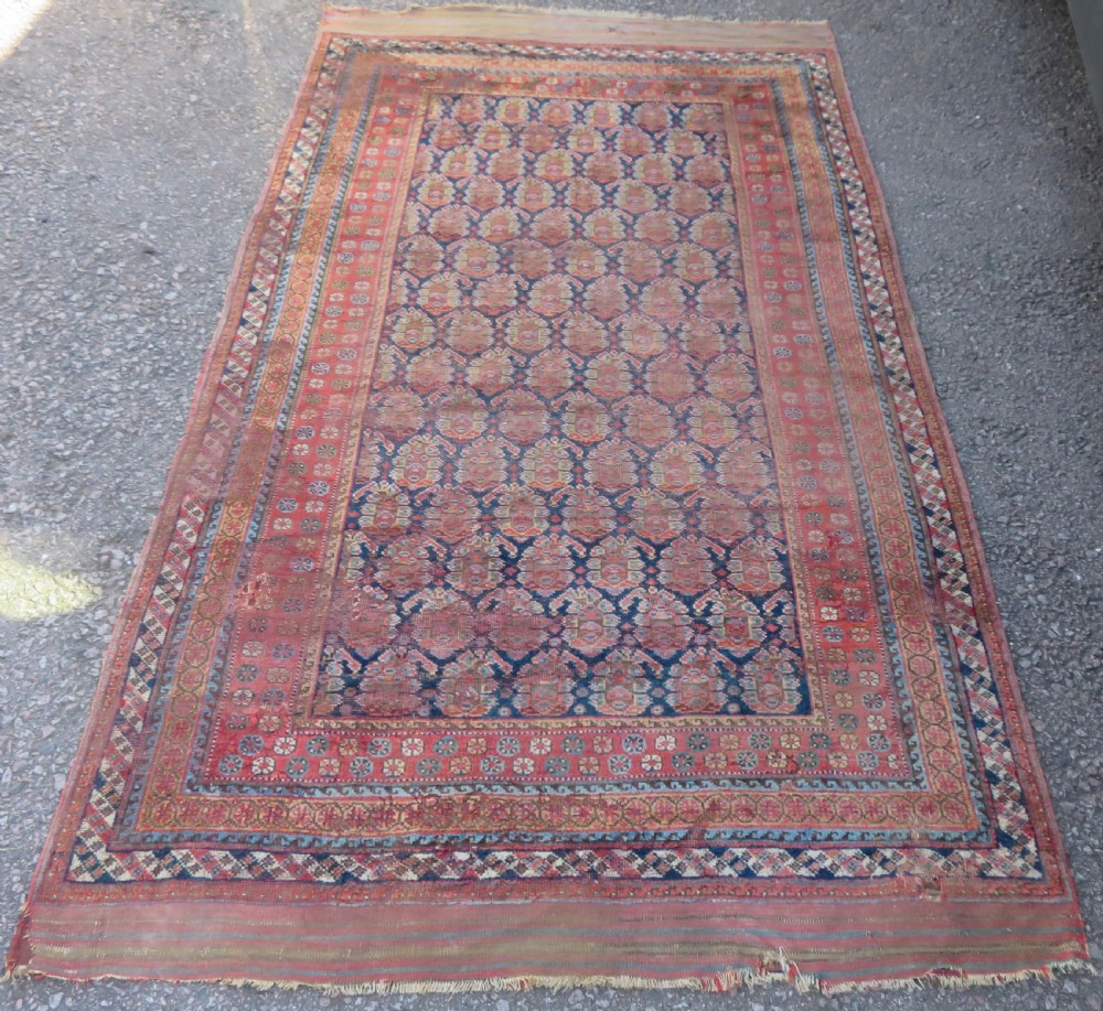 DISTRESSED ANTIQUE AFSHAR TRIBAL CARPET LARGE RUG. 266CM X 146CM.