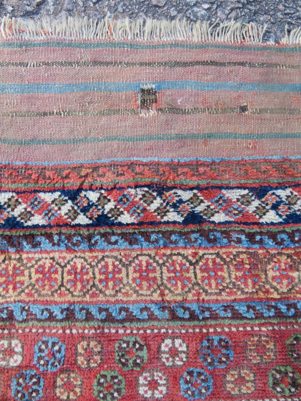 DISTRESSED ANTIQUE AFSHAR TRIBAL CARPET LARGE RUG. 266CM X 146CM. View XII