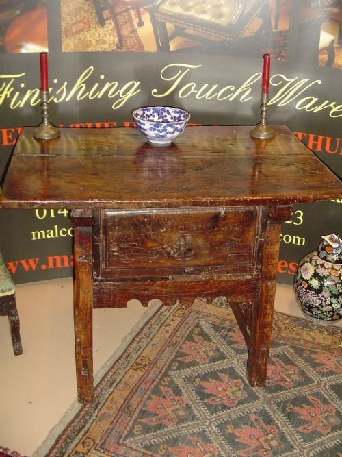 fig 1. 17th Century Chestnut Continental Side Table.