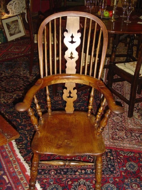 Broad-arm Highback Windsor Chair. C1850.