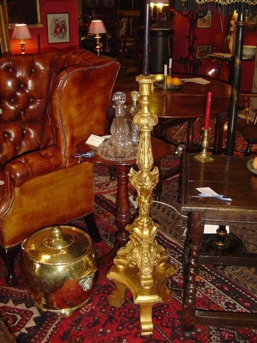 !9th Century Giltwood Candle Stand.