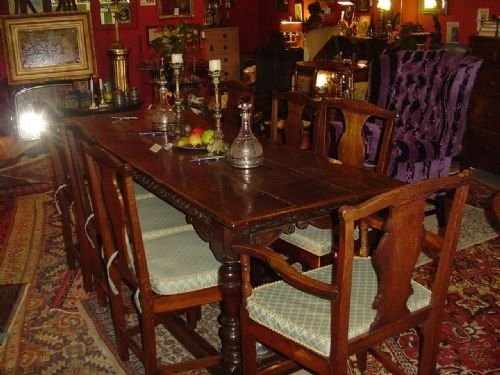 18th C. Matched Set of "8" Oak Chippendale Country Chairs.