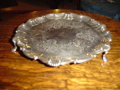 fig 1. Victorian Silver Waiter. Robert Hennell london 1869