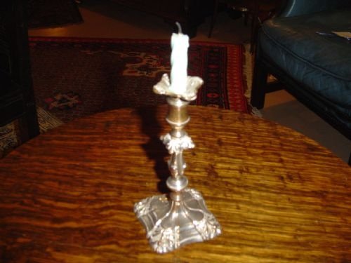 Small Plated Taper Stick or Desk Candlestick. C.1900