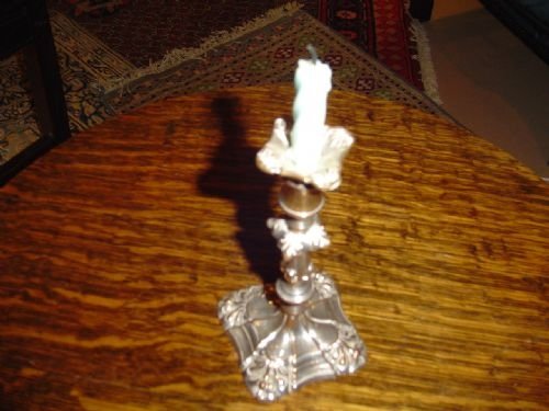 fig 1. Small Plated Taper stick or desk Candlestick. c.1900