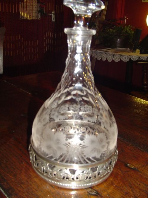 fig 1. Pair of Signed Period Decanters with Coasters.