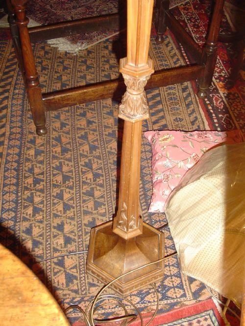fig 2. Early 20th c. Walnut Standard Lamp & Silk Shade.