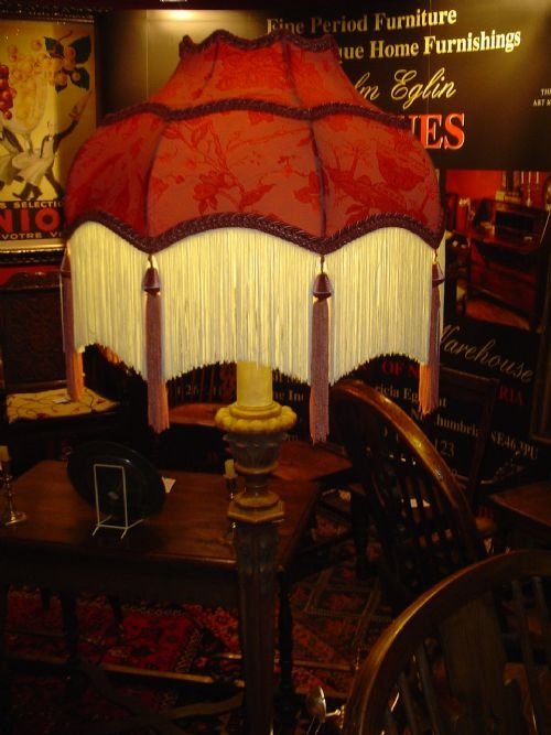fig 3. Early 20th c. Walnut Standard Lamp & Silk Shade.