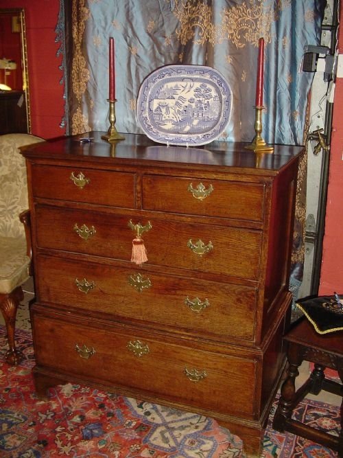 Country Oak Chest on Chest. 18th Century.