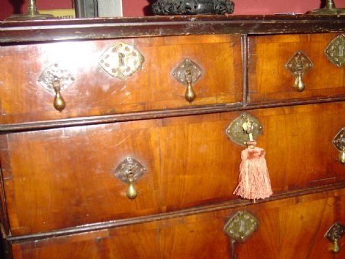 fig 1. 18th c. Cross Banded Walnut Chest on Chest.