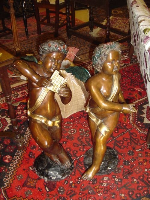 A Pair of Bronze Cherubs or Putti.  C.1900