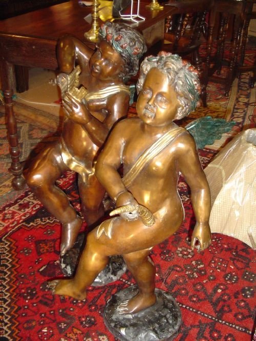 fig 1. A pair of Bronze Cherubs or Putti. c.1900