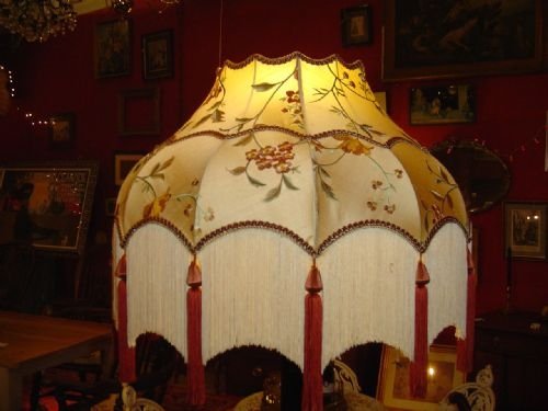 fig 2. Black lacquered Standard Lamp & Handmade Embroidered Silk Shade